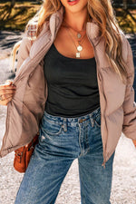 Load image into Gallery viewer, Apricot Pink Full Zipper Quilted Puffer Jacket - Fashion Queen -  5
