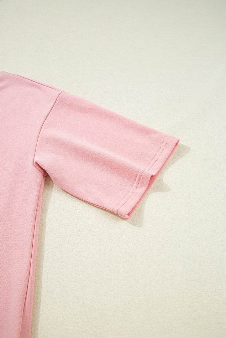 Apricot Pink Half Sleeve T-Shirt & Cargo Sweatpants Set - Fashion Queen -  13