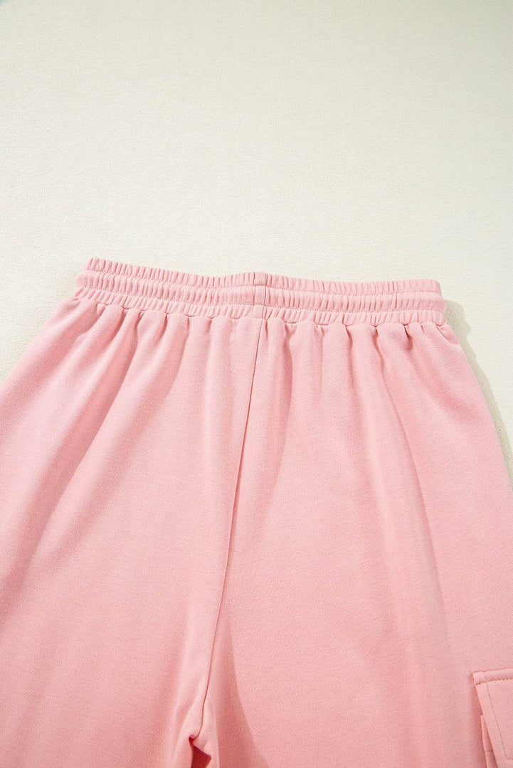 Apricot Pink Half Sleeve T-Shirt & Cargo Sweatpants Set - Fashion Queen -  18