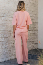 Load image into Gallery viewer, Apricot Pink Half Sleeve T-Shirt &amp; Cargo Sweatpants Set - Fashion Queen -  2
