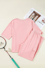 Load image into Gallery viewer, Apricot Pink Half Sleeve T-Shirt &amp; Cargo Sweatpants Set - Fashion Queen -  9
