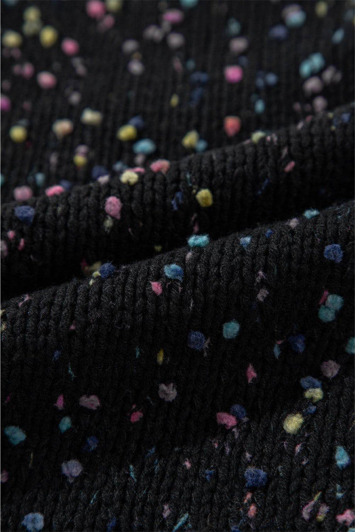 Apricot Rhinestone Decor Multicolor Confetti Sweater Cardigan - Fashion Queen -  26