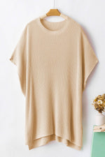 Load image into Gallery viewer, Apricot Short Sleeve Side Slit Oversized Sweater - Fashion Queen -  20
