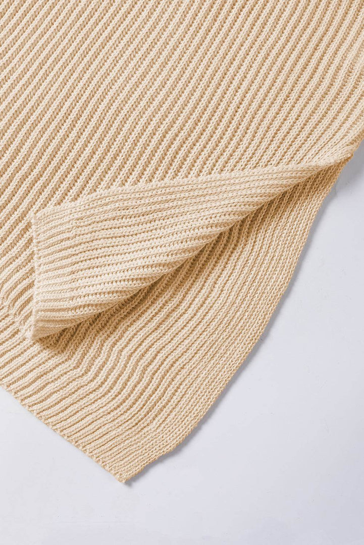Apricot Short Sleeve Side Slit Oversized Sweater - Fashion Queen -  24