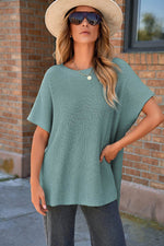 Load image into Gallery viewer, Apricot Short Sleeve Side Slit Oversized Sweater - Fashion Queen -  27
