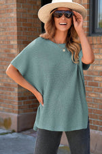 Load image into Gallery viewer, Apricot Short Sleeve Side Slit Oversized Sweater - Fashion Queen -  4
