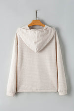 Load image into Gallery viewer, Apricot Solid Textured Drawstring Henley Hoodie - Fashion Queen -  8
