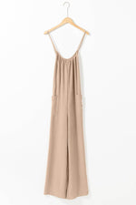Load image into Gallery viewer, Apricot Spaghetti Straps Waist Tie Wide Leg Jumpsuit with Pockets - Fashion Queen -  4
