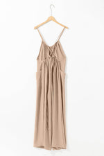 Load image into Gallery viewer, Apricot Spaghetti Straps Waist Tie Wide Leg Jumpsuit with Pockets - Fashion Queen -  5
