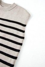 Load image into Gallery viewer, Apricot Stripe Boxy Knitted Round Neck Sweater Tank - Fashion Queen -  10
