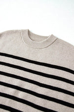 Load image into Gallery viewer, Apricot Stripe Boxy Knitted Round Neck Sweater Tank - Fashion Queen -  11
