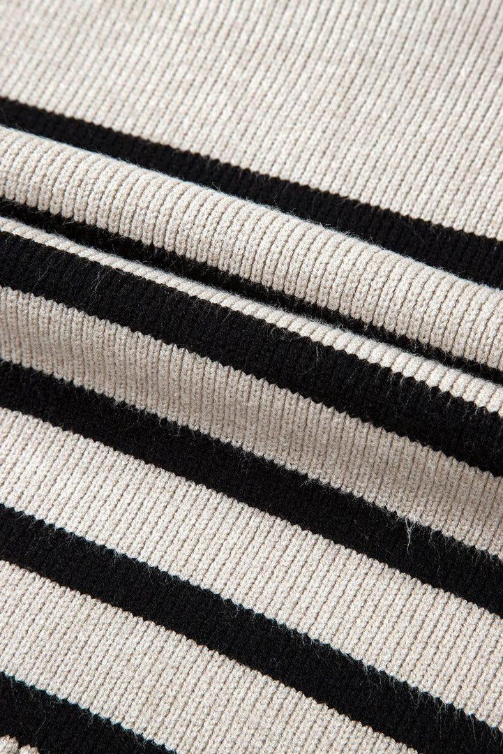 Apricot Stripe Boxy Knitted Round Neck Sweater Tank - Fashion Queen -  13