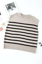 Load image into Gallery viewer, Apricot Stripe Boxy Knitted Round Neck Sweater Tank - Fashion Queen -  7

