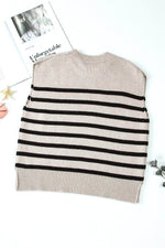Load image into Gallery viewer, Apricot Stripe Boxy Knitted Round Neck Sweater Tank - Fashion Queen -  8
