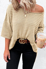 Load image into Gallery viewer, Apricot Textured Knit Drop Shoulder Tee - Fashion Queen -  6
