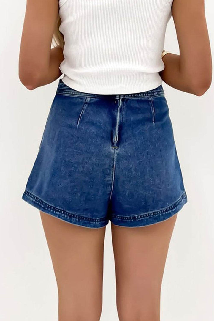 Ashleigh Blue Faux Wrapped Mini Denim Skort - Fashion Queen -  2