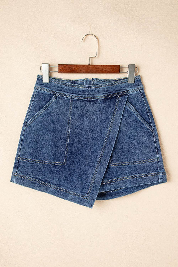Ashleigh Blue Faux Wrapped Mini Denim Skort - Fashion Queen -  4