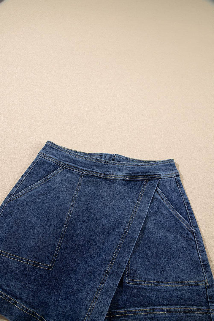 Ashleigh Blue Faux Wrapped Mini Denim Skort - Fashion Queen -  9