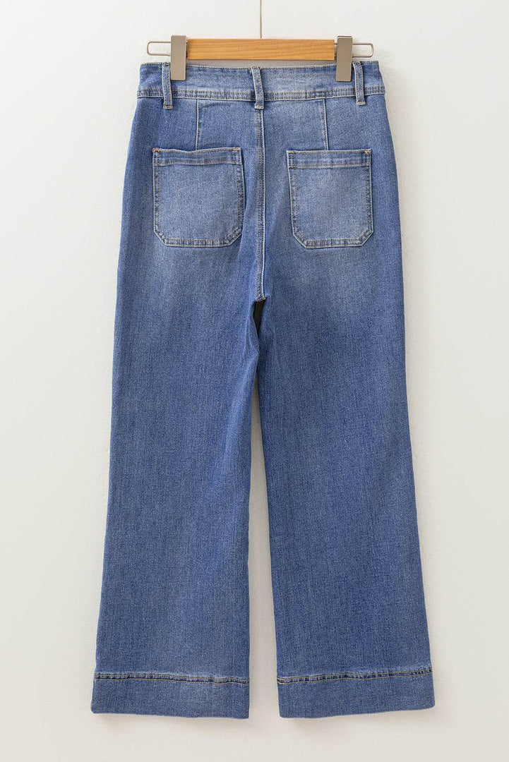 Ashleigh Blue Mineral Wash High Waist Bell Bottom Crop Jeans - Fashion Queen -  4