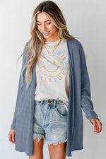 Load image into Gallery viewer, Ashleigh Blue Solid Color Rib Knit Open Front Tunic Cardigan - Fashion Queen -  5
