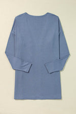 Load image into Gallery viewer, Ashleigh Blue Solid Color Rib Knit Open Front Tunic Cardigan - Fashion Queen -  7
