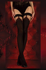 Load image into Gallery viewer, Ballerina 345 Hold Ups Nero (Black) / Red - Fashion Queen -  1
