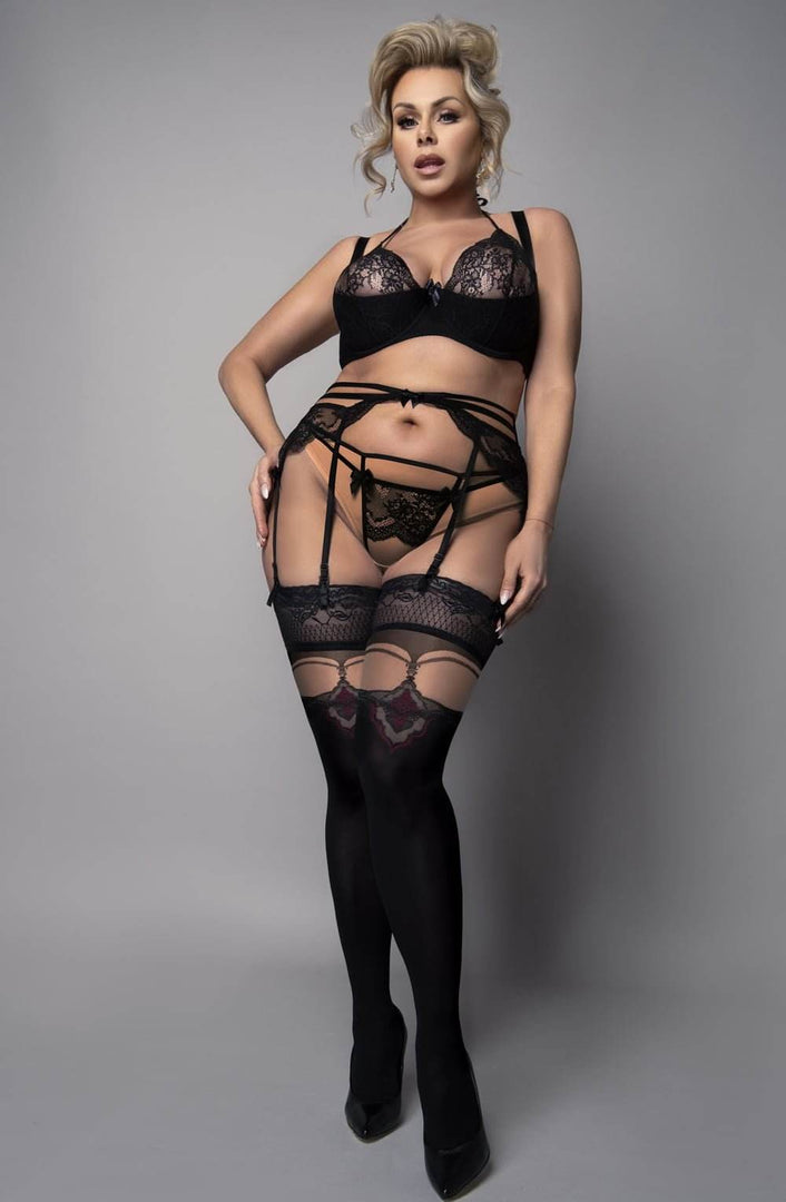 Ballerina 602 Black/Skin Hold Ups Plus - Fashion Queen -  1