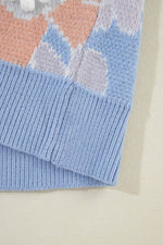 Load image into Gallery viewer, Beau Blue Floral O Neck Drop Shoulder Knitted Sweater - Fashion Queen -  11
