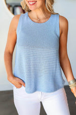 Load image into Gallery viewer, Beau Blue Horizontal Ribbing Patchwork Swing Sweater Tank - Fashion Queen -  1
