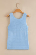 Load image into Gallery viewer, Beau Blue Horizontal Ribbing Patchwork Swing Sweater Tank - Fashion Queen -  10
