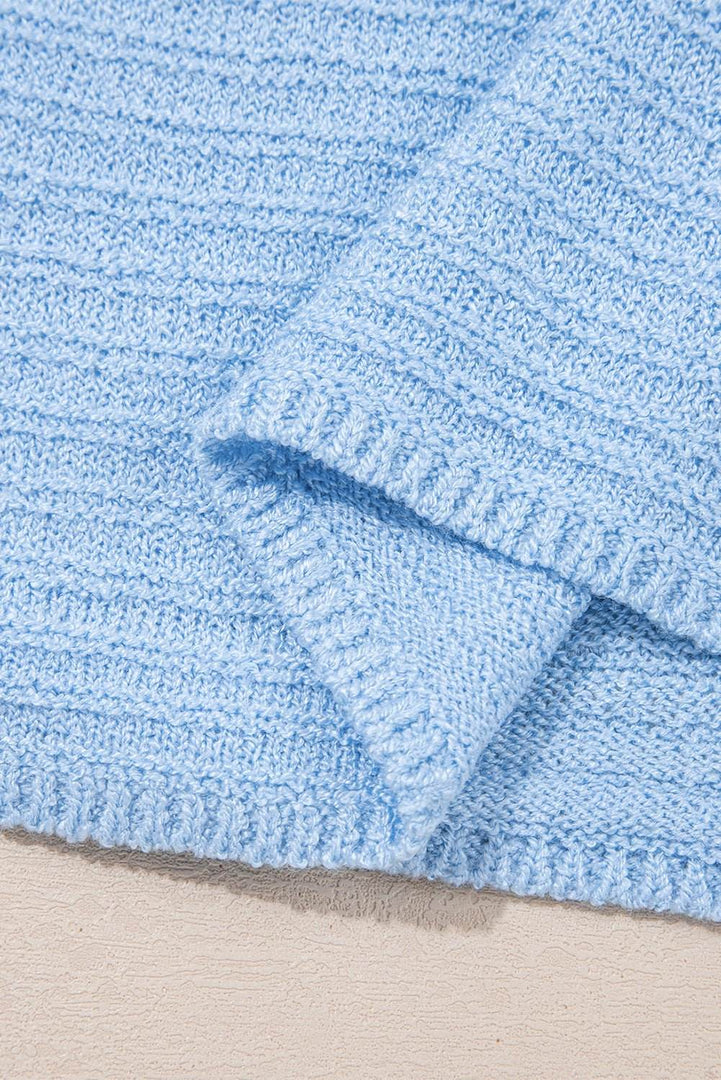 Beau Blue Horizontal Ribbing Patchwork Swing Sweater Tank - Fashion Queen -  13