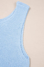 Load image into Gallery viewer, Beau Blue Horizontal Ribbing Patchwork Swing Sweater Tank - Fashion Queen -  14

