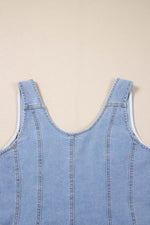 Load image into Gallery viewer, Beau Blue Light Wash Denim Buttoned Front Chest Pockets Sleeveless Slim Mini Dress - Fashion Queen -  12
