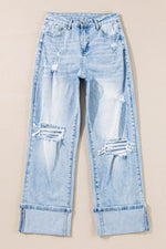 Load image into Gallery viewer, Beau Blue Light Wash Distressed Flare Jeans - Fashion Queen -  4
