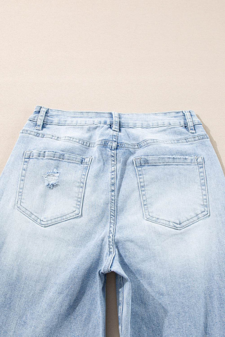 Beau Blue Light Wash Distressed Flare Jeans - Fashion Queen -  6