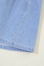 Load image into Gallery viewer, Beau Blue Puff Sleeve V Neck Tiered Ruffled Chambray Mini Dress - Fashion Queen -  12
