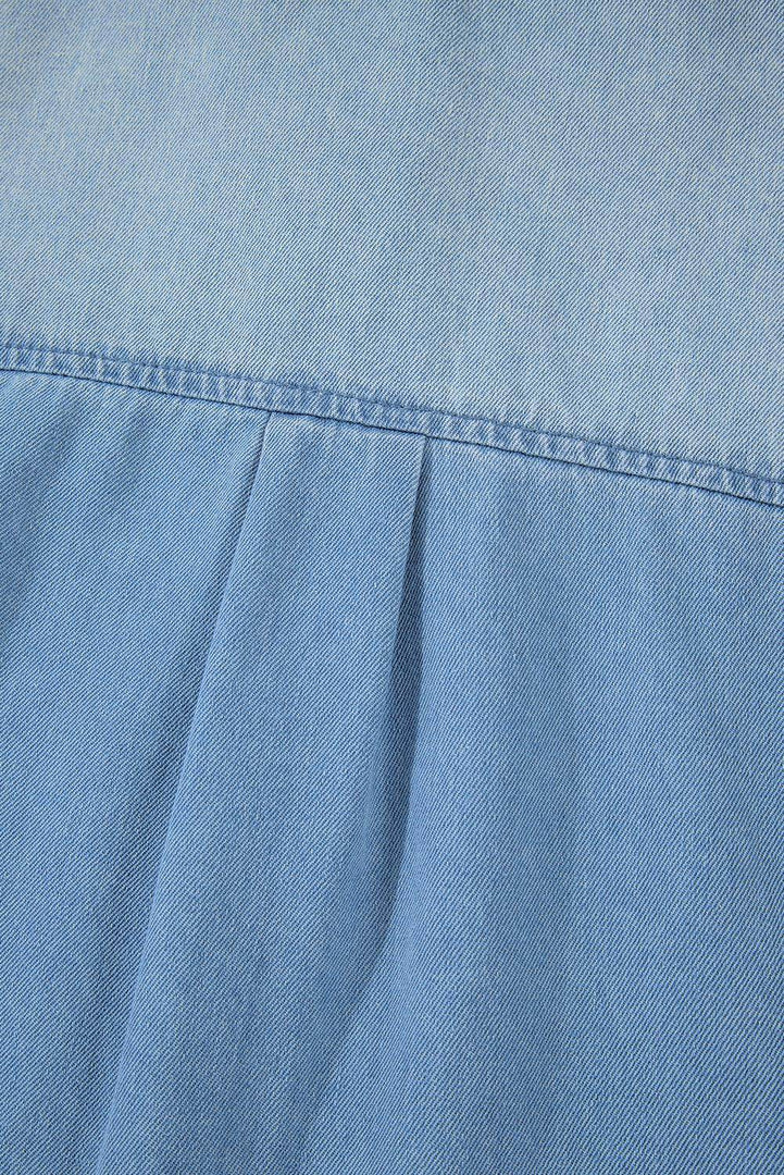 Beau Blue Risen Medium Washed Denim Shirt Dress - Fashion Queen -  13