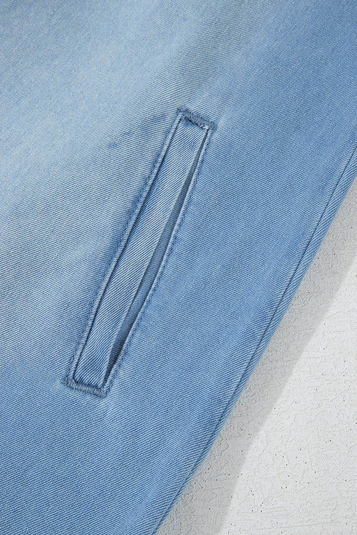 Beau Blue Risen Medium Washed Denim Shirt Dress - Fashion Queen -  7