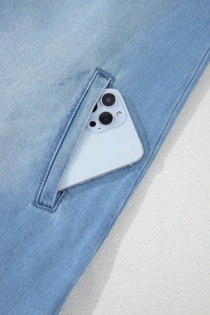 Beau Blue Risen Medium Washed Denim Shirt Dress - Fashion Queen -  8