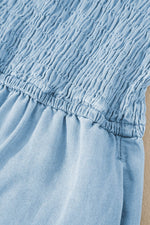Load image into Gallery viewer, Beau Blue Spaghetti Strap Smocked Denim Romper - Fashion Queen -  13
