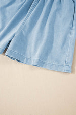 Load image into Gallery viewer, Beau Blue Spaghetti Strap Smocked Denim Romper - Fashion Queen -  14
