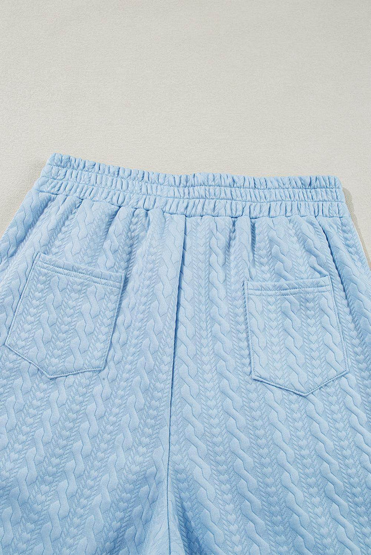 Beau Blue Textured Colorblock Edge Tank Top High Waist Pants Set - Fashion Queen -  13