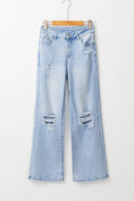 Load image into Gallery viewer, Beau Blue Vintage Light Wash Distressed Flare Jeans - Fashion Queen -  3
