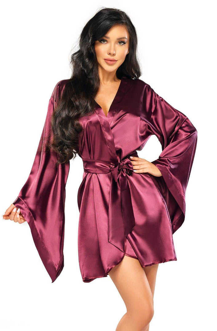Beauty Night BN6663 Samira Peignoir Burgundy - Fashion Queen -  1