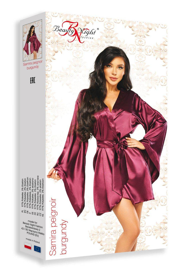 Beauty Night BN6663 Samira Peignoir Burgundy - Fashion Queen -  2