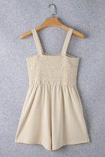 Load image into Gallery viewer, Beige Buttons Smocked Sleeveless Romper - Fashion Queen -  12
