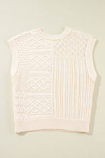 Load image into Gallery viewer, Beige Cable Knit Dolman Armholes Sweater Tank - Fashion Queen -  10
