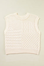 Load image into Gallery viewer, Beige Cable Knit Dolman Armholes Sweater Tank - Fashion Queen -  9

