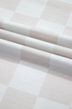 Load image into Gallery viewer, Beige Checkered V Neck Tee Drawstring Shorts Lounge Set - Fashion Queen -  26
