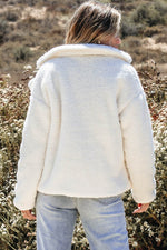 Load image into Gallery viewer, Beige Faux Fur Button Pocketed Lapel Collar Jacket - Fashion Queen -  2
